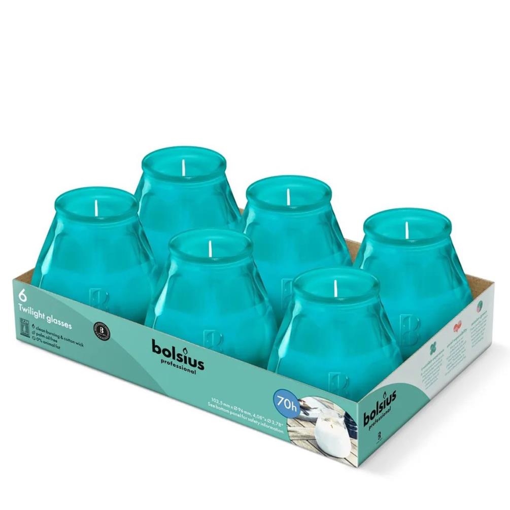 Bolsius Turquoise Professional Twilight Patio Candles (Pack of 6) £16.64
